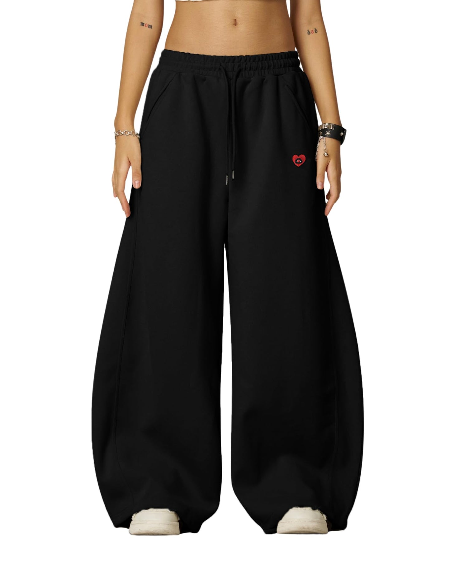 Aelfric Eden Super Baggy Barrel Sweatpants Casual Wide Leg Pants Elastic Waist Lantern Trouser Unisex Black Medium