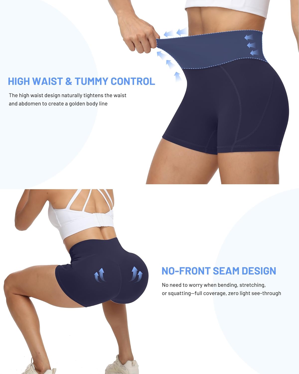 Moozava Biker Shorts - High Waisted Tummy Control Spandex for Women | 3"/5"/8" Workout Sizes