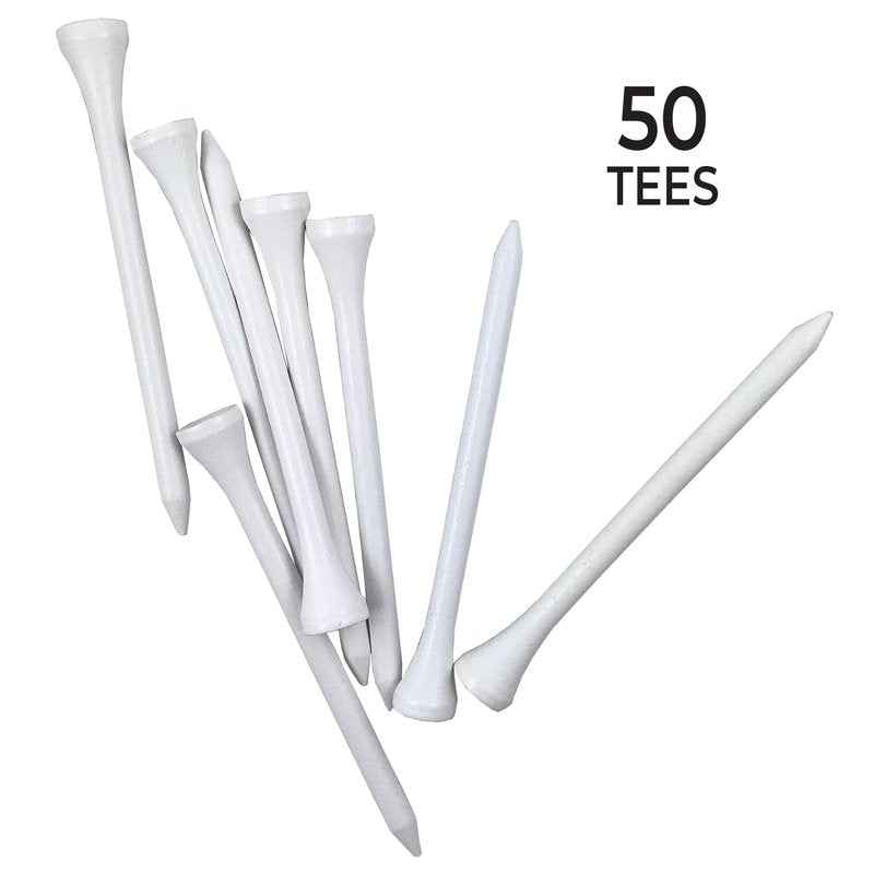 Pride Golf Tee Deluxe Wood Golf Tees - 2-3/4 Inch, 50 Count - White - Perfect for Drivers and Woods - #1 Brand on the Tour
