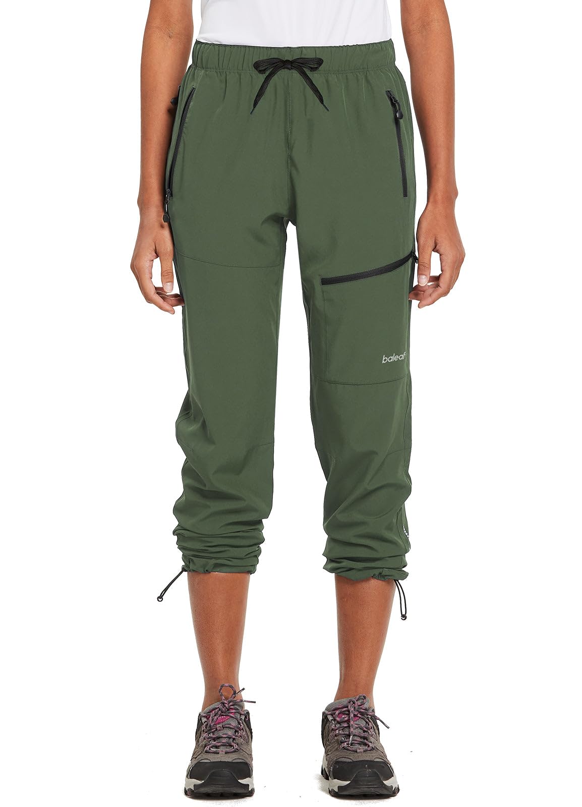 baleaf Women's Hiking Pants Quick Dry Lightweight Water Resistant Stretch Cargo Pants with Zipper Pockets Travel Camping 29''-Army Green XL