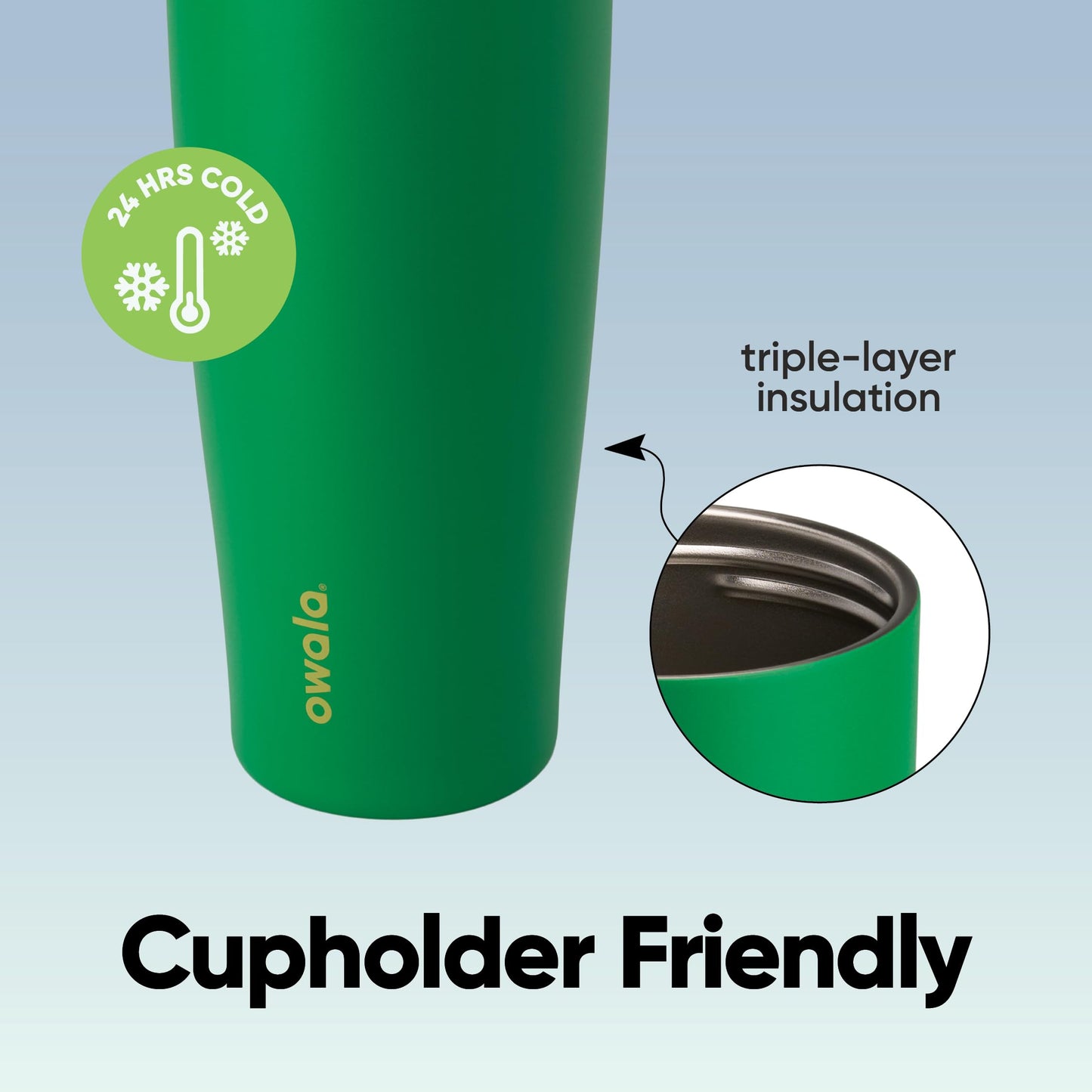 Owala FreeSip Tumbler Insulated Stainless Steel Water Bottle with Built-in Straw and Side Handle, For Travel, Work, School, and Sports, 40oz, BPA Free, Leak Proof, Putting Green