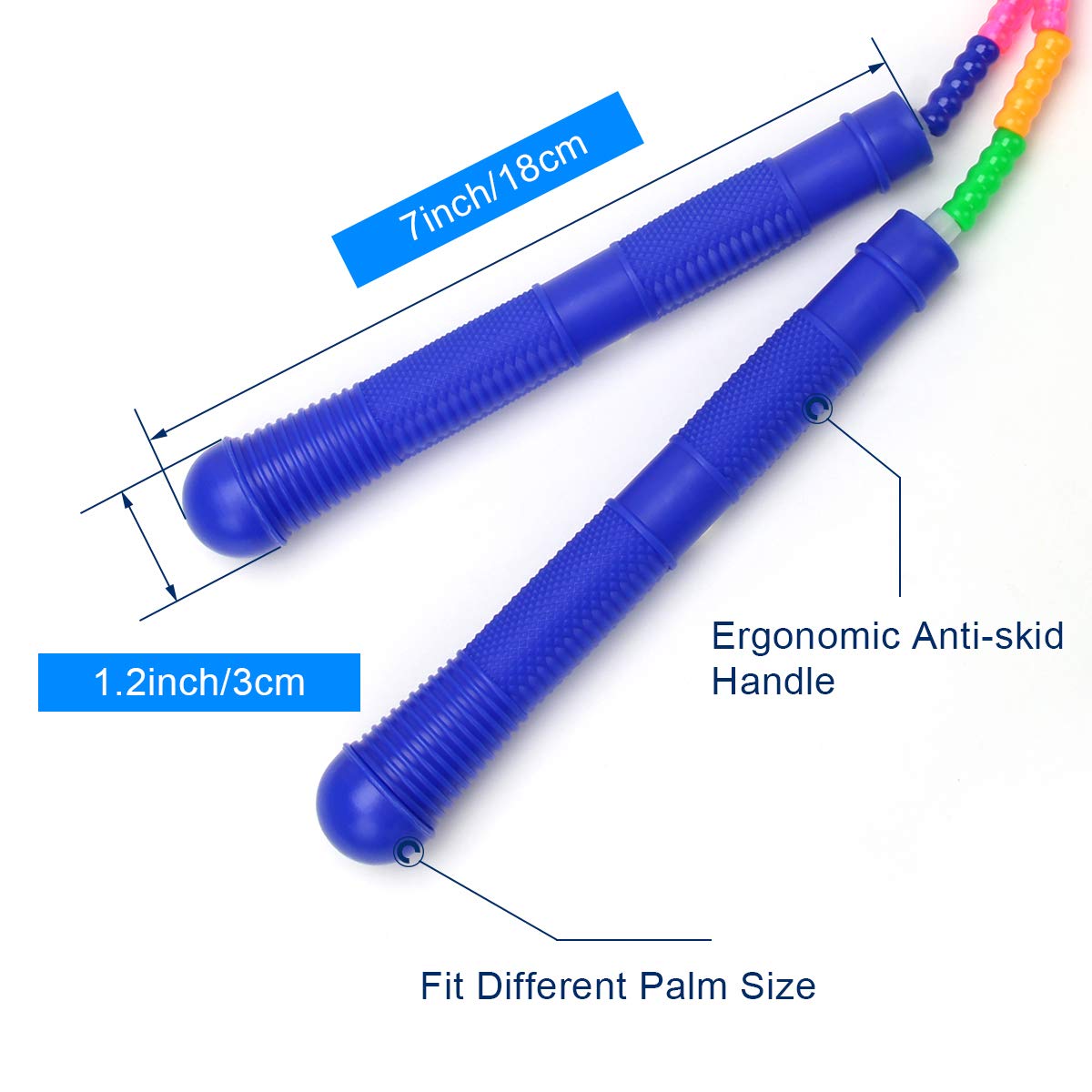 Coolrunner 16 FT Long Jump Rope(1 PACK), Double Dutch Jump Ropes, Soft Beaded Skipping for Kids Adults, Plastic Segmented Long Enough for 4-5 Jumpers (Blue) (Blue)