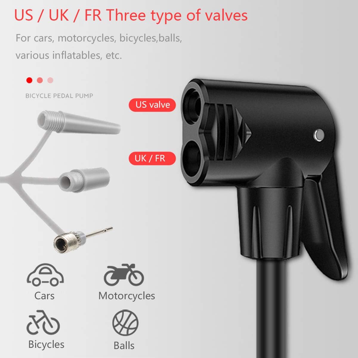 Skiennix Portable Bike Floor Pump - Accurate Pressure Gauge & Smart Valves | Ideal for Bicycles, Cars, & More