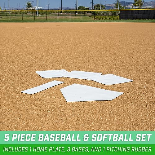 5 Piece Baseball & Softball Base Set - Durable Rubber Field Bases
