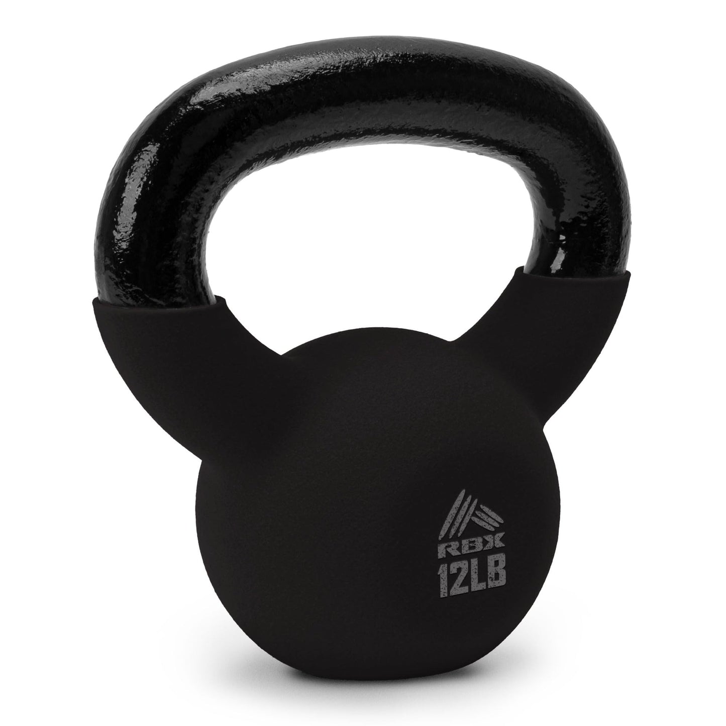 RBX Neoprene Kettlebell, Wide Handle, Iron Core, Flat Bottom, Great for All Fitness Levels (Black, 12.0 Pounds)