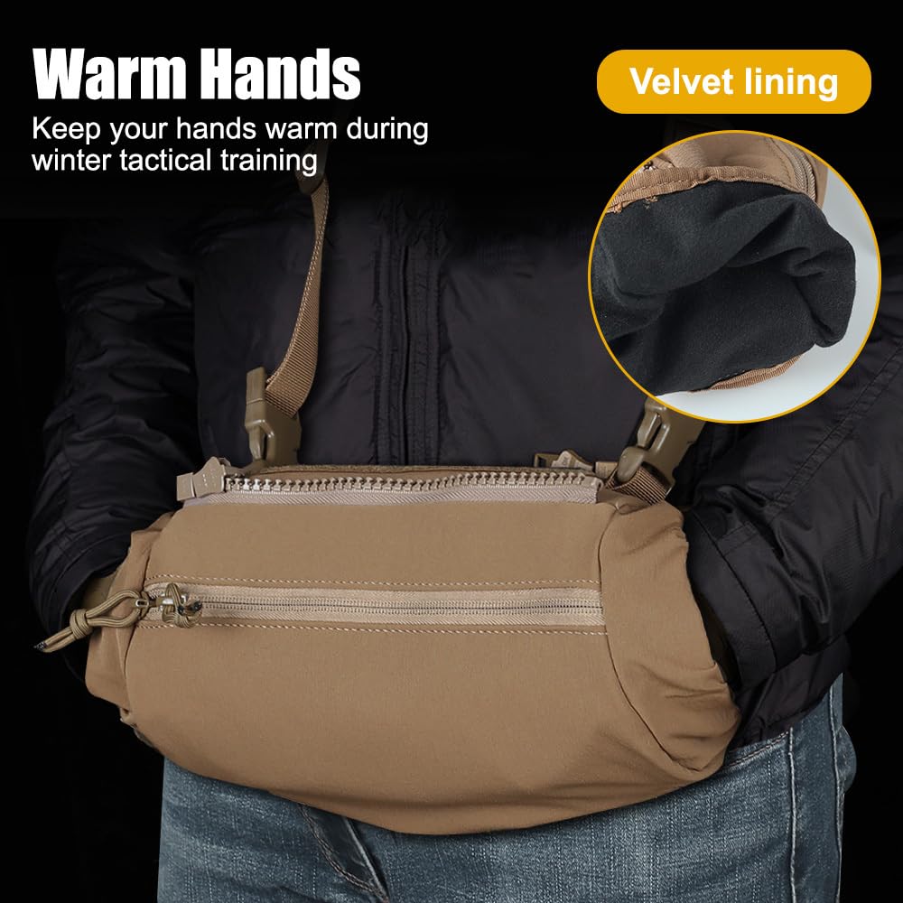 Tactical Hand Warmer, Foldable Hand Warmer Pouch Molle Warmer Bag with Hook&Loop for Outdoor Winter Hunting Camping Hiking Fishing