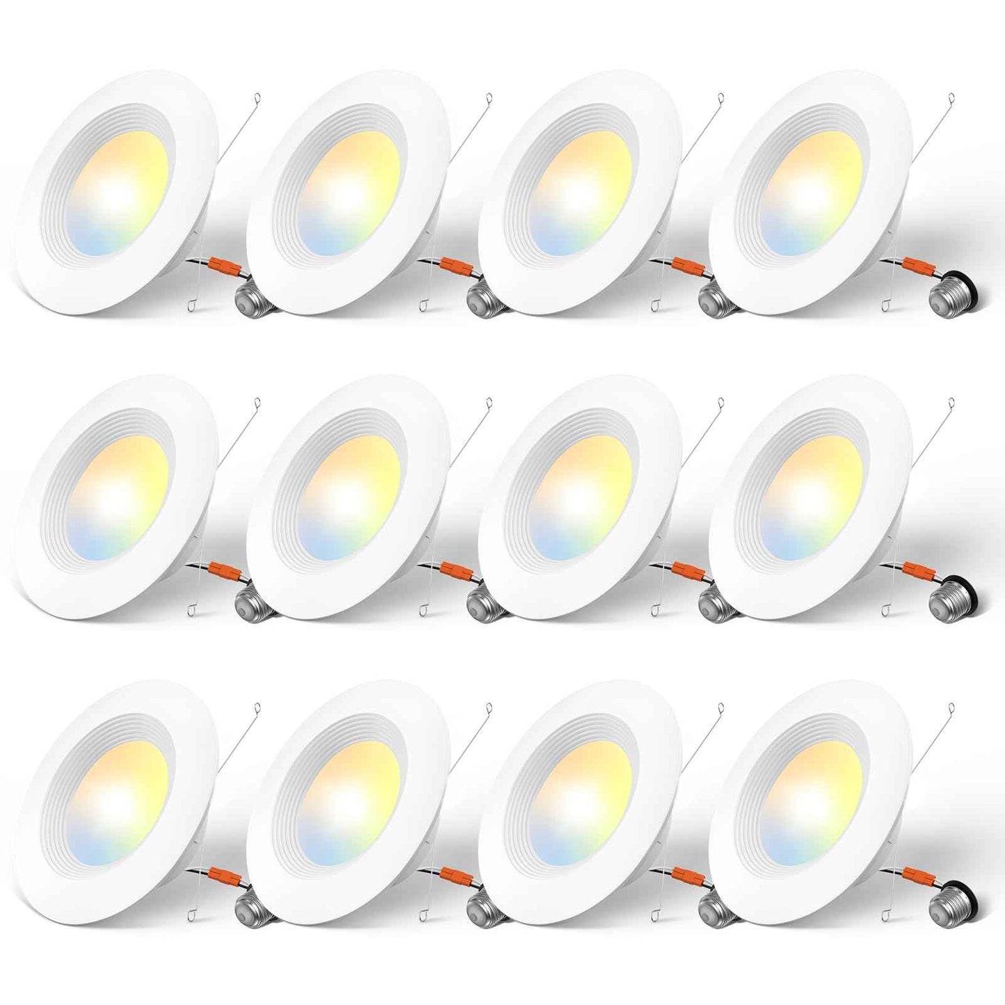 Amico 5/6 inch 5CCT LED Recessed Lighting 12 Pack, Dimmable, Damp Rated, 12.5W=100W, Can Lights with Baffle Trim, Retrofit Installation, ETL&FCC, White