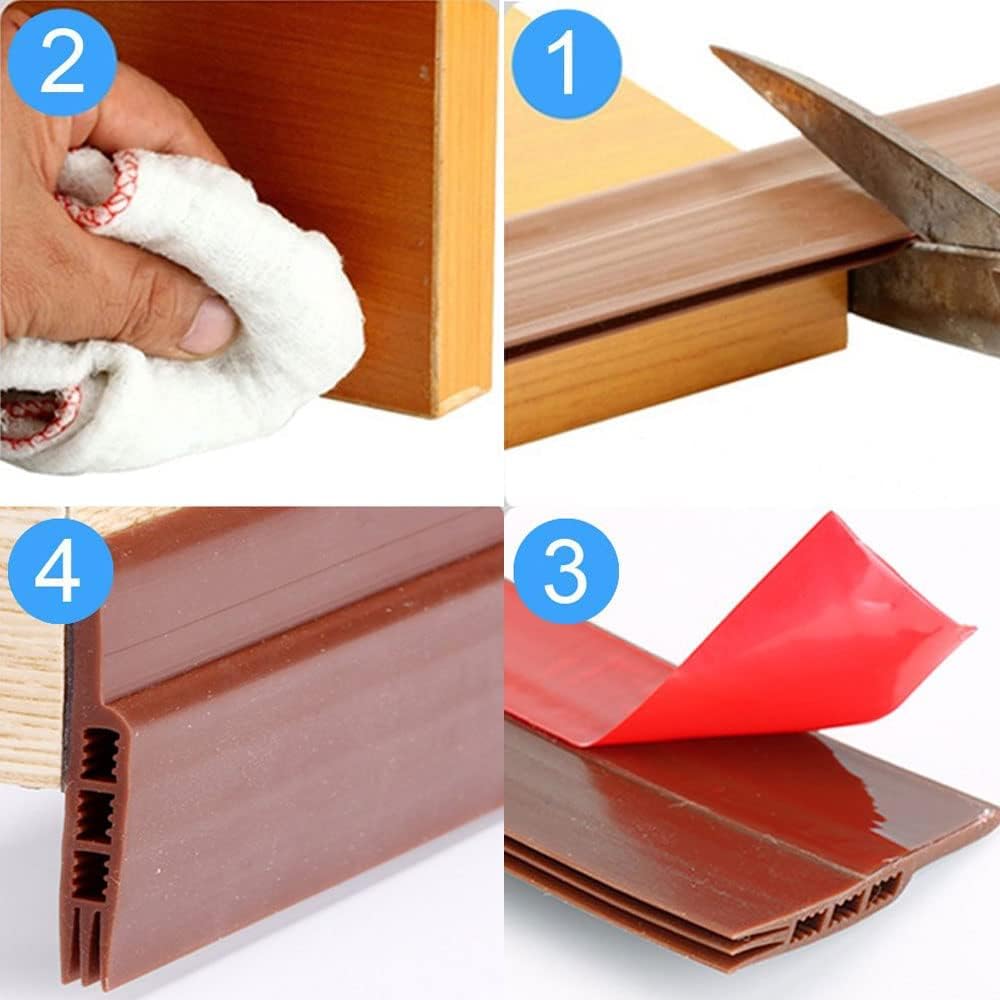 JBWKWELM 2PC Silicone Door Draft Stopper - 39in x 35in Black Door Seal Strip for Interior & Exterior Doors Weather Stripping Soundproof1