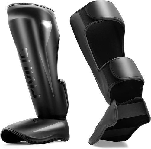 FIVING MMA Shin Guards - Padded Adjustable Muay Thai Leg Guards with Instep Protection | Durable Kickboxing Equipment