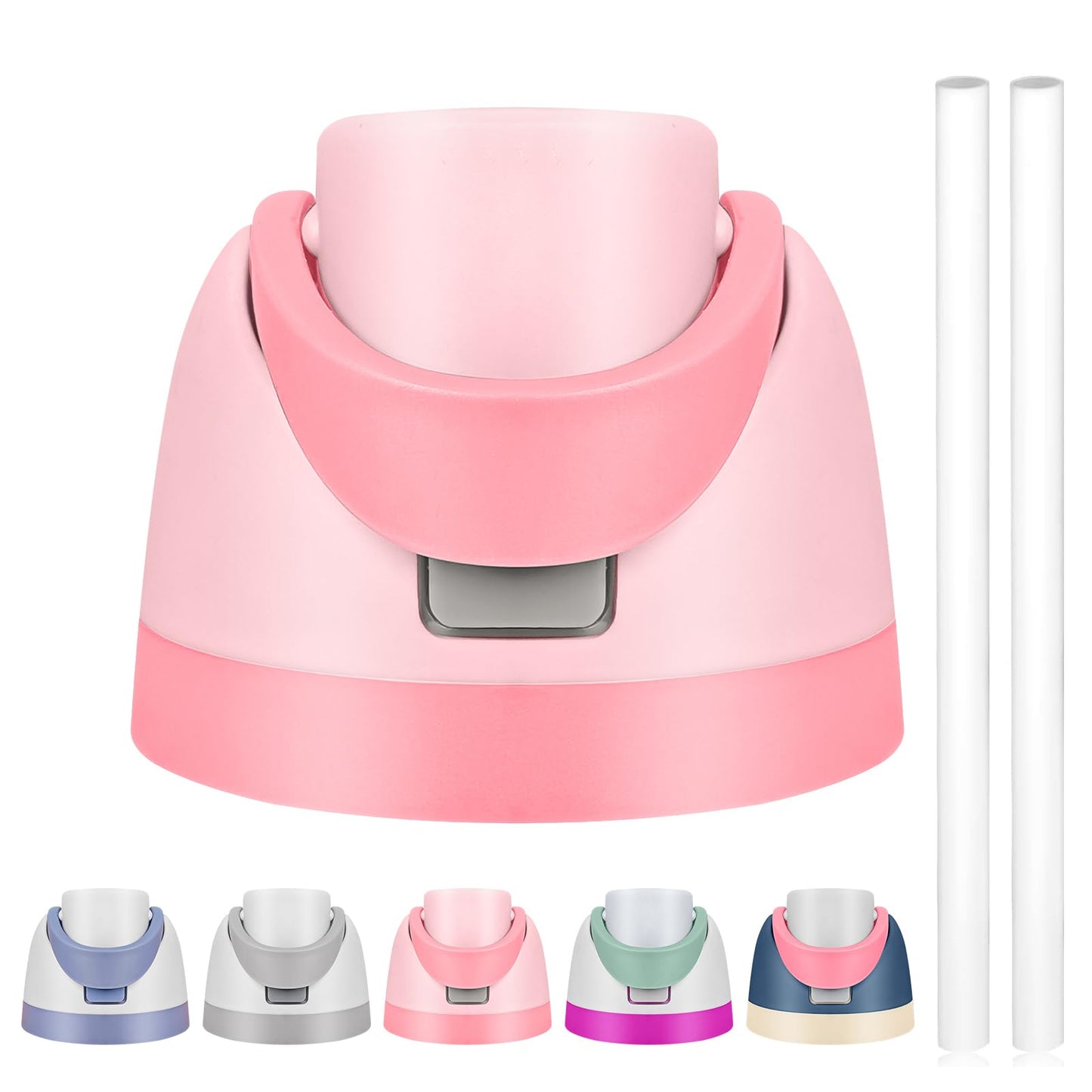 Replacement Lid for Owala Freesip, Compatible with Owala Cup 16oz 24oz 32oz 40oz, One Button Water Bottle Top Lid Replacement Accessory and Straws, Leakproof, BPA-Free (A pink)