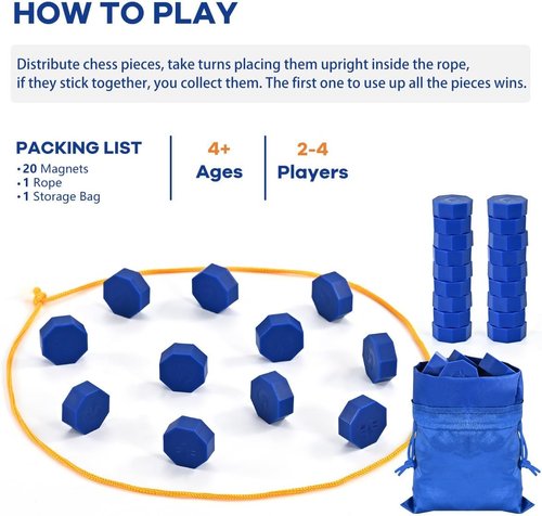 Bameca Magnetic Chess Game - Full-Size Stones for Family Fun | Travel & Camping Friendly