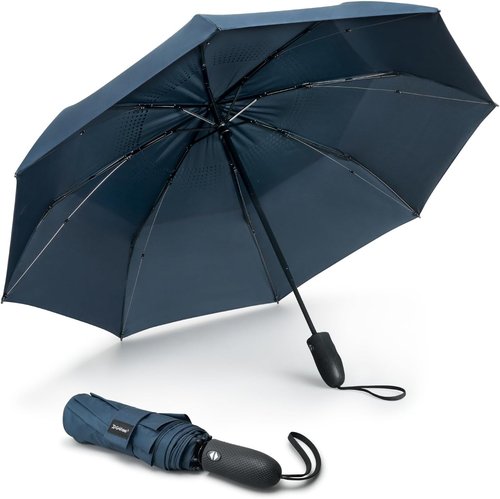 G4Free Windproof Travel Umbrella - 46-Inch Double Canopy with Automatic Open & Strong Fiberglass Frame