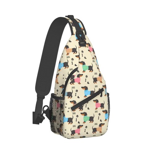 qyopvli Dachshund Sling Bag Crossbody Backpack Hiking Travel Daypack Chest Bag Lightweight Shoulder Bag For Women Men