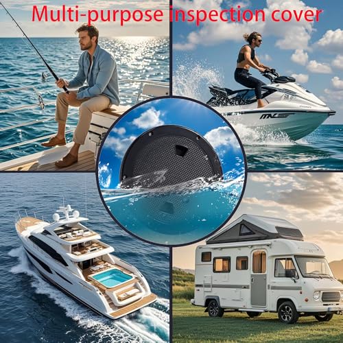 CROSSBODY 4Black 2 Pcs Marine Round Deck Hatch Inspection Plate with Waterproof Seal