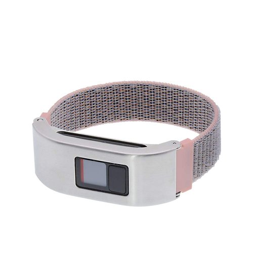 Leiou Woven Nylon Strap Compatible with vivofit 3/jr/jr2 Replacement Band Sport Mesh Watchband with Silver Metal Case (Seashell, S/4.8"-6.8")