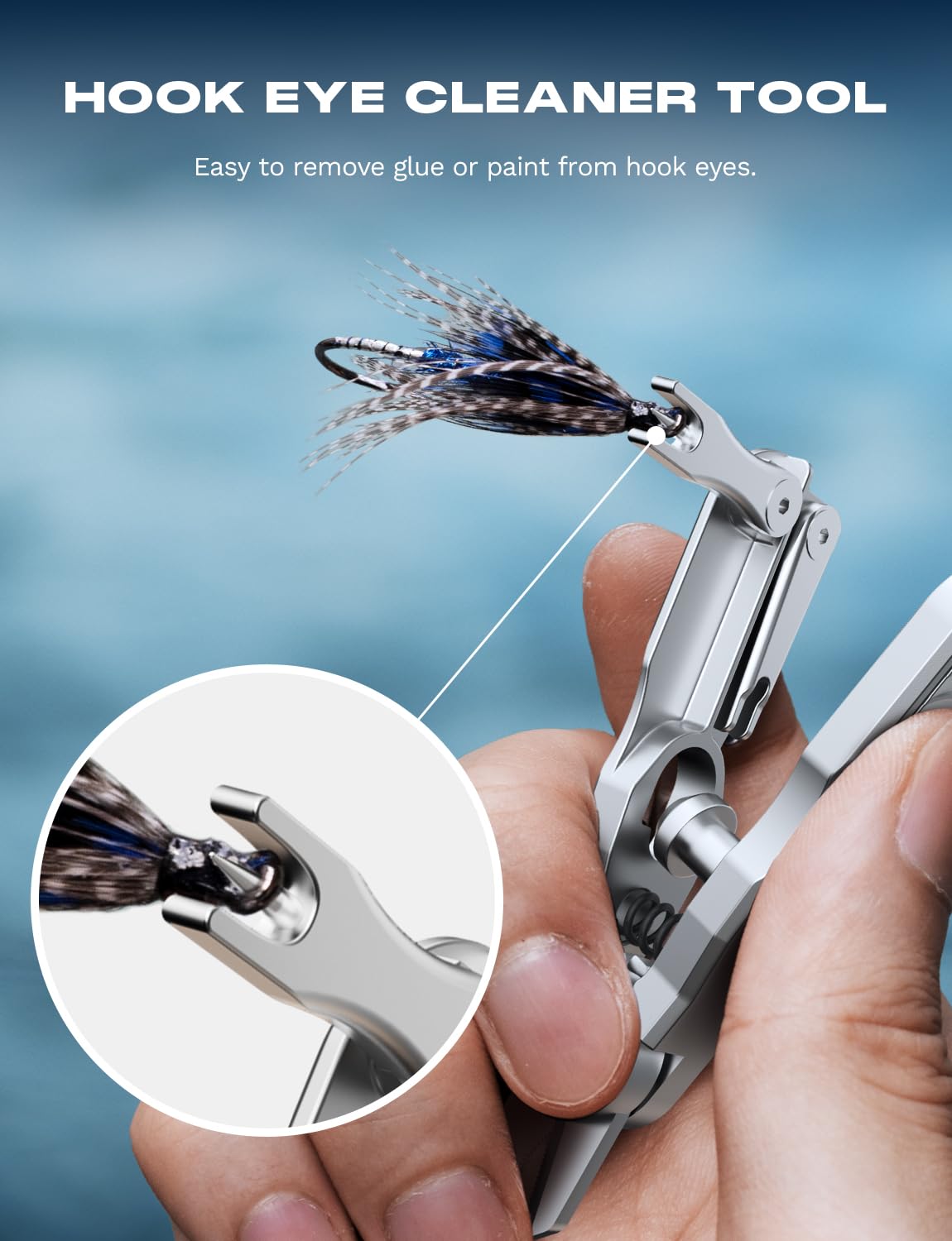 HOOK-EZE 3-in-1 Fishing Line Cutter, Fly Fishing Nippers with Retractors and Knot Tying Tool Accessories, Stainless Steel Braided Line Scissors Clippers for Mono and Fluoro Lines