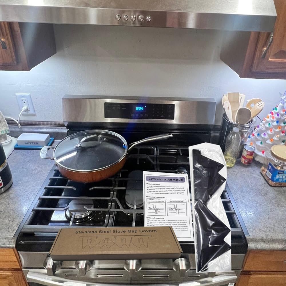 XYZsundy Stove gap filler with stove gap covers, Gap filler for stove and counter, dishwasher air gap, Oven gap filler retractable Length 13.8" to 27.6", Width 0.79",2Pcs Black