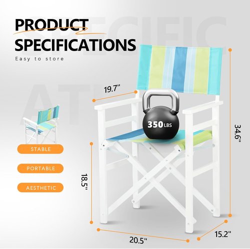 Bonnlo Folding Camping Chair Set of 2 - Sturdy Wooden Frame & Beige Canvas | Durable Portable Design