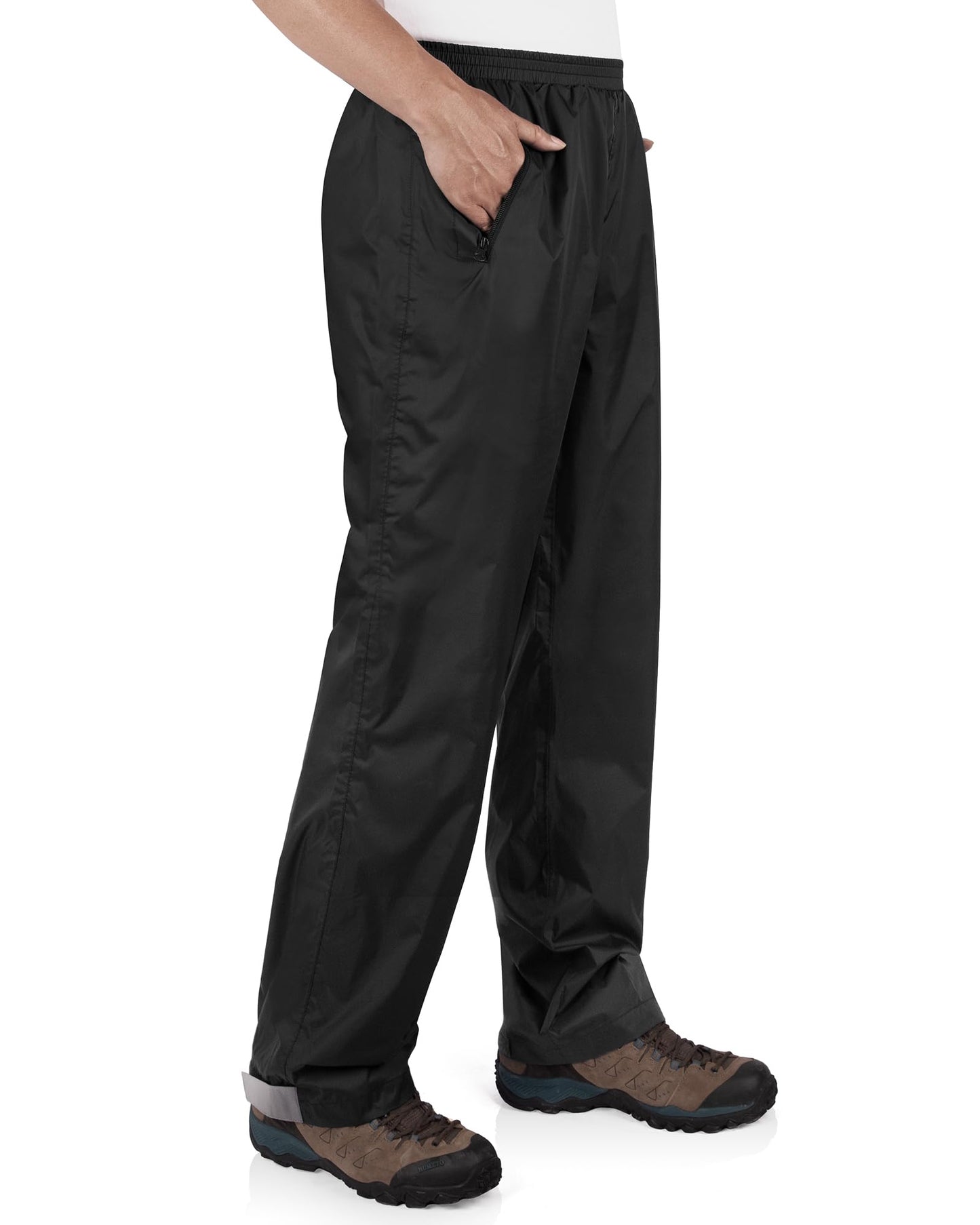 33,000ft Packable Rain Pants for Men Waterproof Hiking Pants Lightweight Rain Pants Outdoor Windproof Pant for Golf, Fishing Black