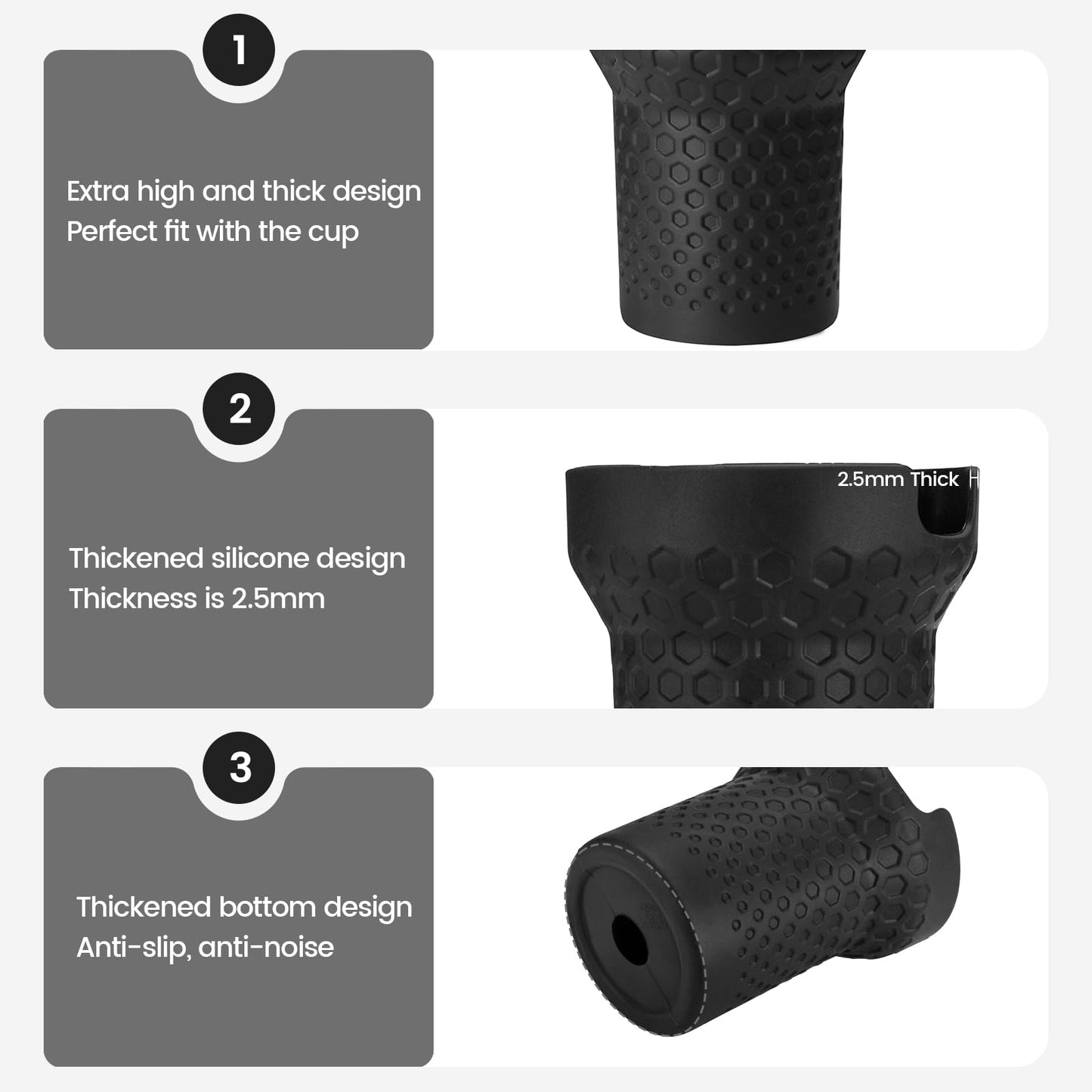 Thxbag Silicone Boot for Stanley Cup 40oz, Black Boot Sleeve Cover Fit with Stanley H2.0 and Quencher Adventure Tumbler Accessories (Black, 40 oz)