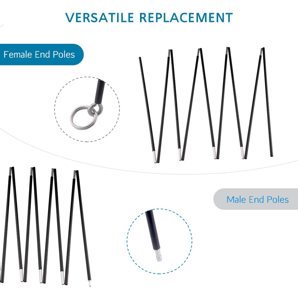 BRILLIANCE4U Tent Poles Replacement 0.33"/8.5mm, Fits Both Female and Male Ends, Lightweight Tent Pole Repair Kit, 7001 Aluminum Alloy Tent Rod, 14ft 7in 2 Poles Pack