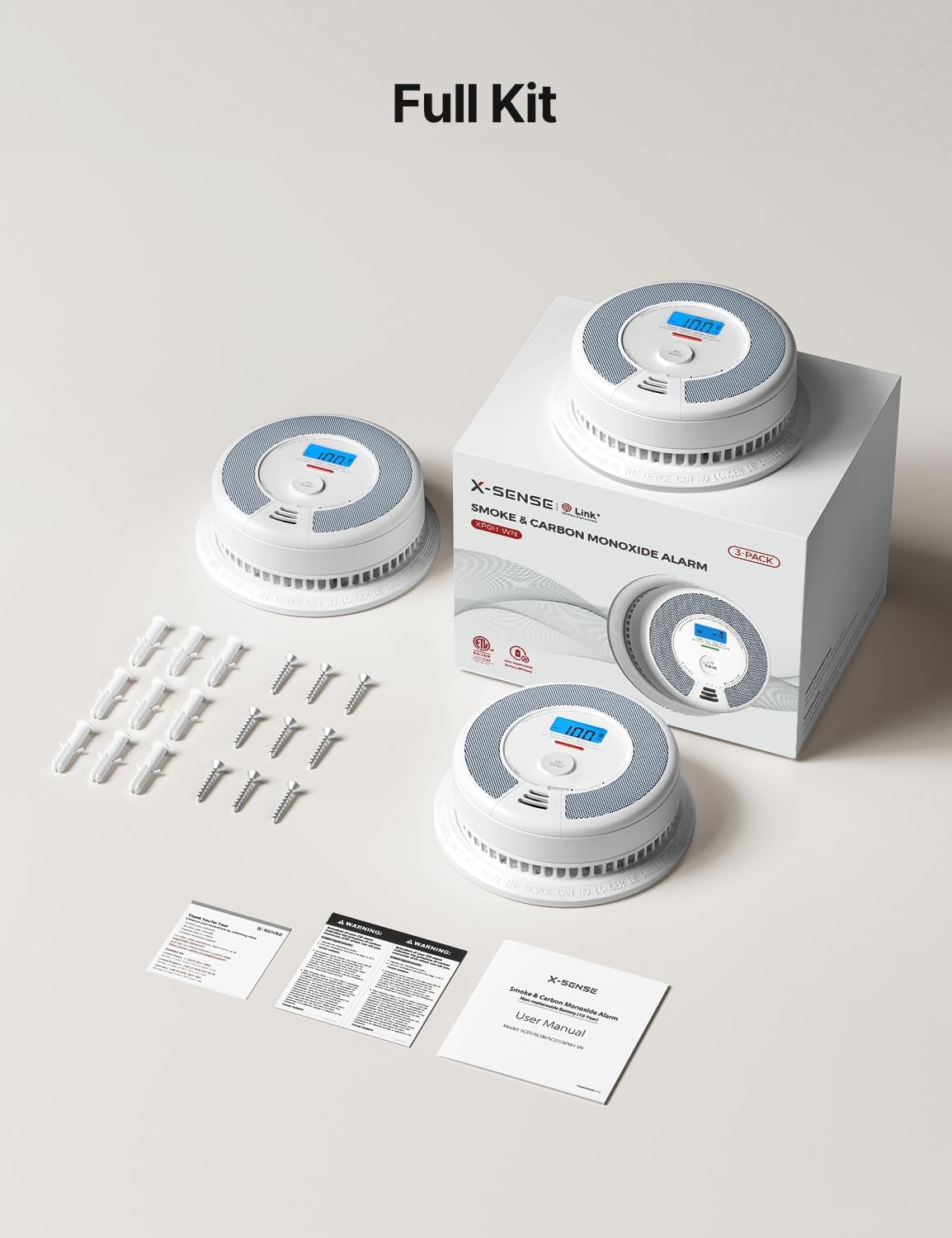 X-Sense XP0H-SN Smoke and Carbon Monoxide Detector Combo - 10-Year Battery, Easy Install