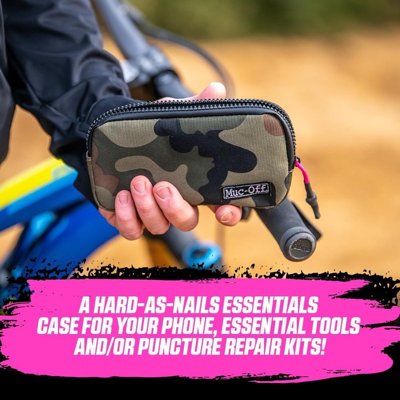 Muc-Off Essentials Case, Camo - Bike Pouch, Cycling Phone Wallet with Zipper - Bike Accessories for Storing Mobile Phone and Bike Tools