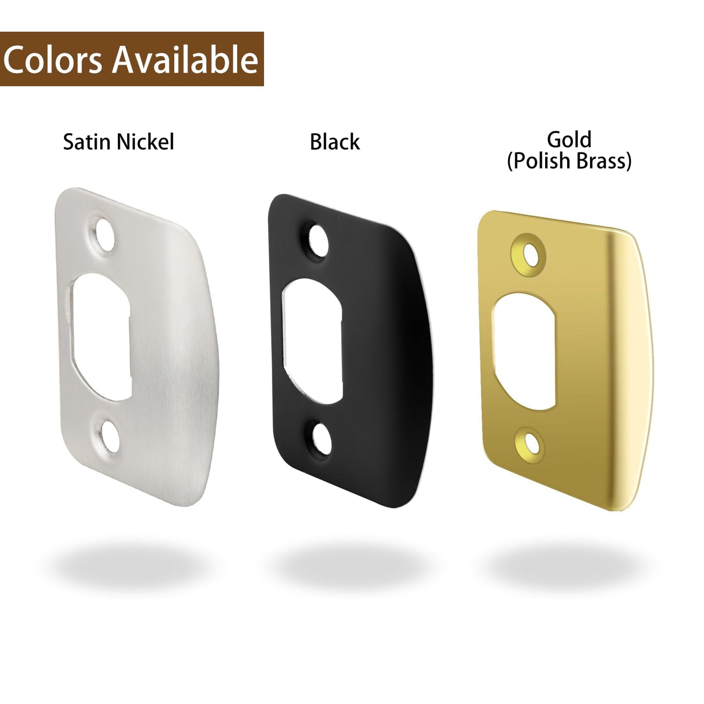 MOSECYOU Standard Door Restorer Strike Plates with Shims, Repair Kits to Fix Door won’t Latch in, Universal Latch Striker Catcher Replacement (2pack, Satin Nickel)