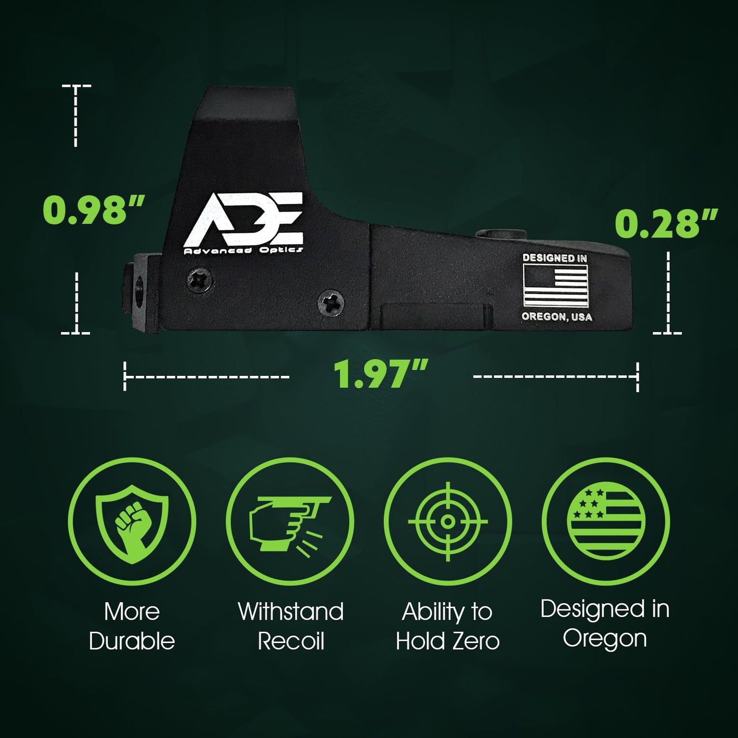 Ade Advanced Optics RD3-006 Green Dot Reflex Sight for Handgun (Blue Dot)