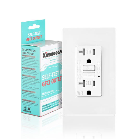 1 Pack GFCI Outlet 20 Amp Self-Test with LED Indicator, Tamper Resistant (TR) Weather Resistant (WR) GFI Electrical Receptacle Ground Fault Circuit Interrupters, Wallplate Included, UL Listed,White