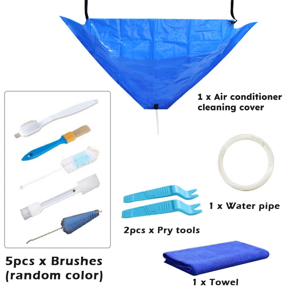Air Conditioner Cleaning Cover Kit, Waterproof Wall Mounted Split Air Conditioner Protector Bag Washing Cover with 2.4mWater Pipe AC Units Cleaning Tools for Household 1~1.5P