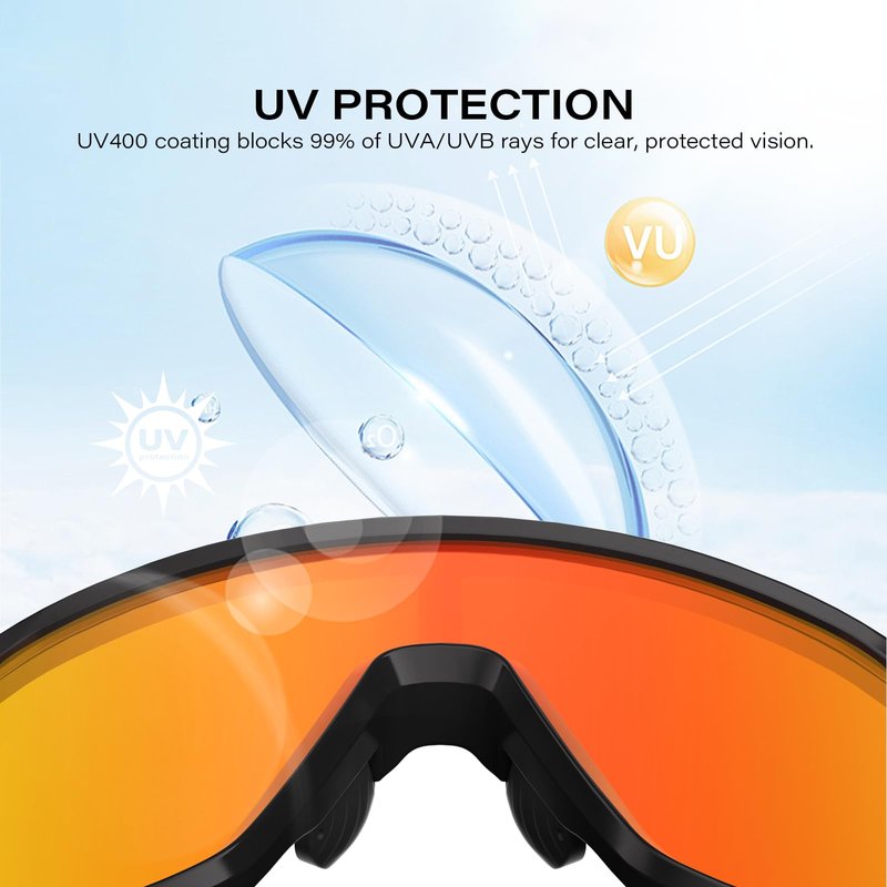WGKVP Polarized Sports Sunglasses for Men and Women, UV403 Protection, Running and Cycling glasses (Black Red)