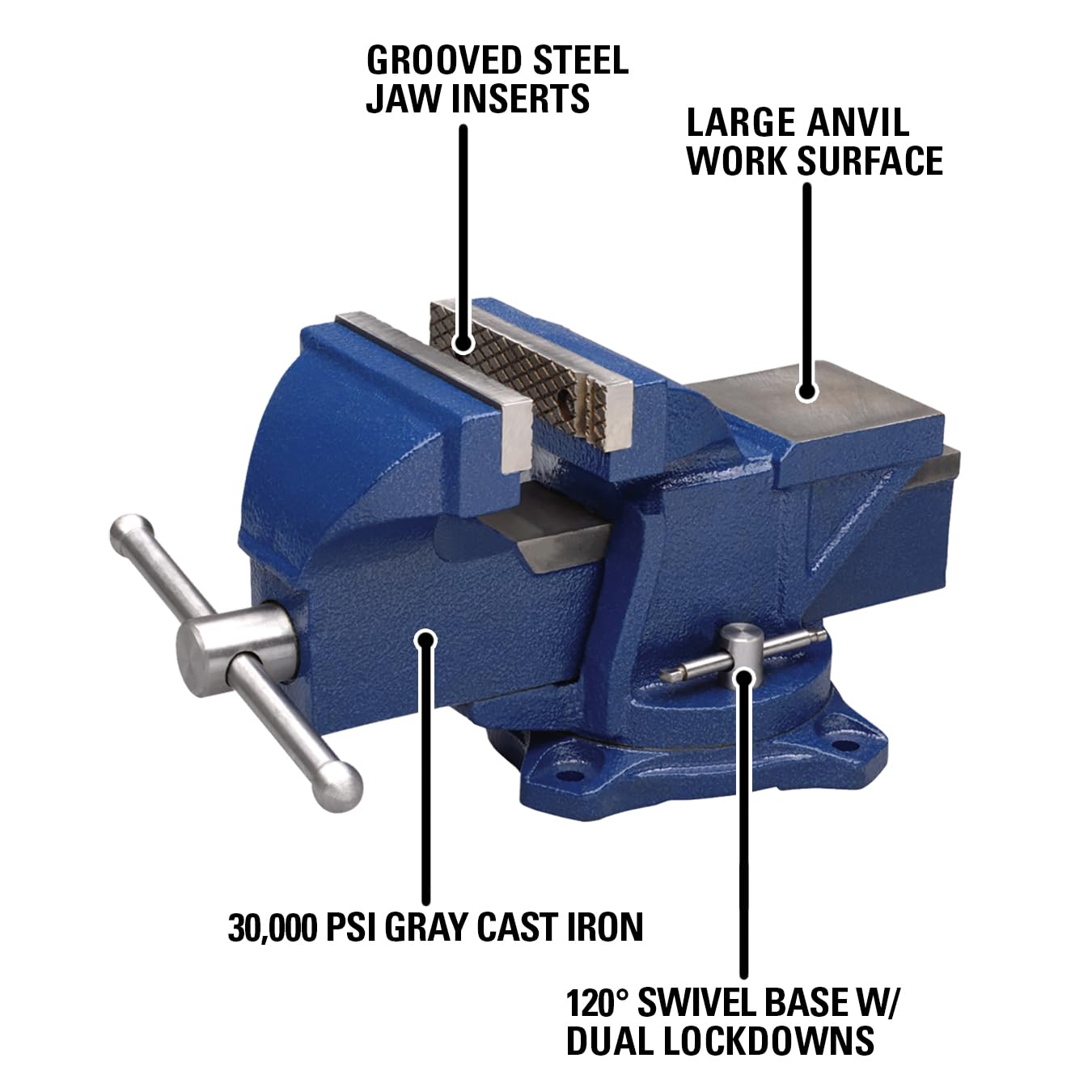 Wilton General Purpose Bench Vise, 4" Jaw Width, 3" Max Jaw Opening, 2-1/4" Throat (11104)