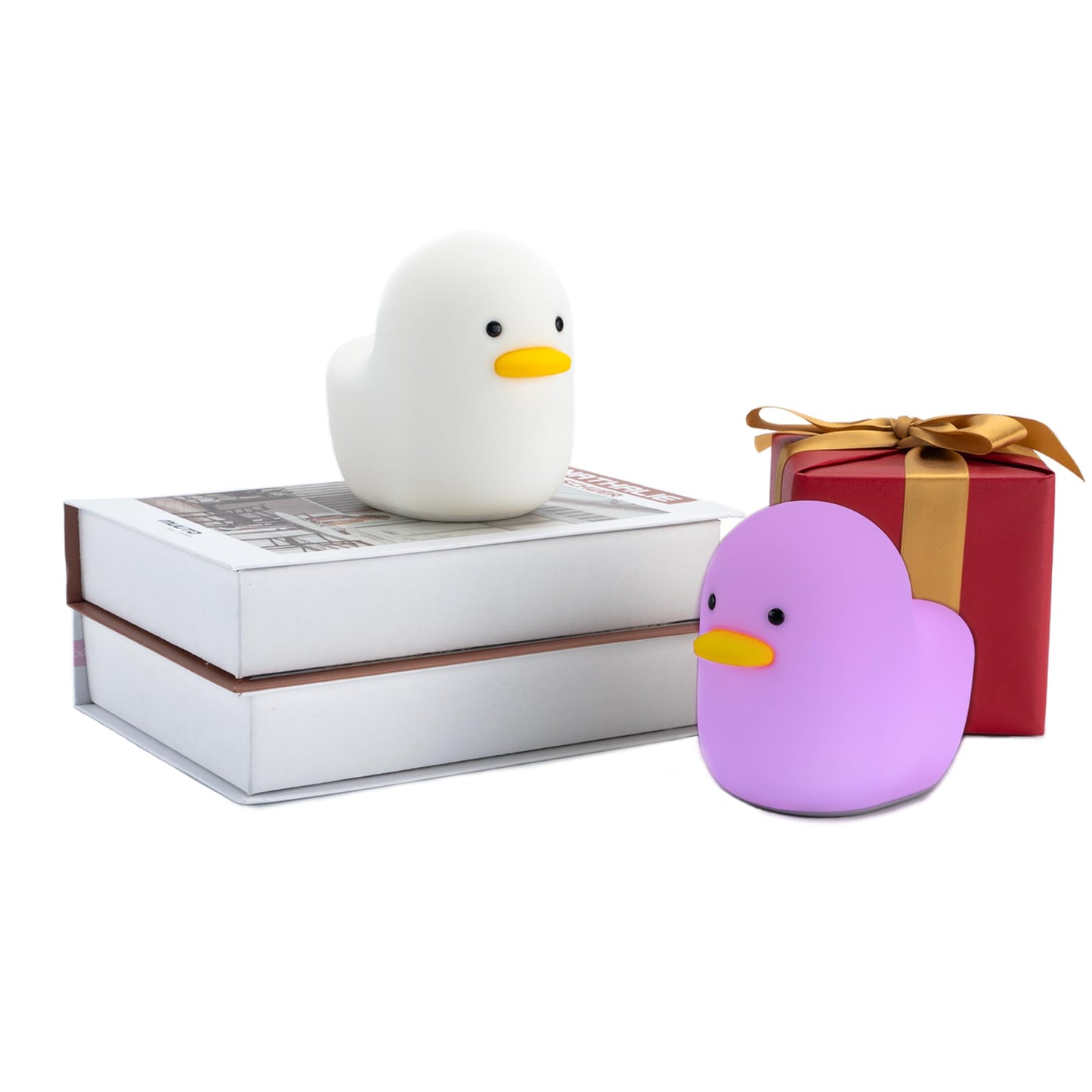 UNEEDE Voice Control LED Benson Night Light, Cute Duck Animal Silicone Nursery Night Light Rechargeable Table Lamp Bedside Lamp with Touch Sensor for Baby Girls Women Bedrooms, Living Room