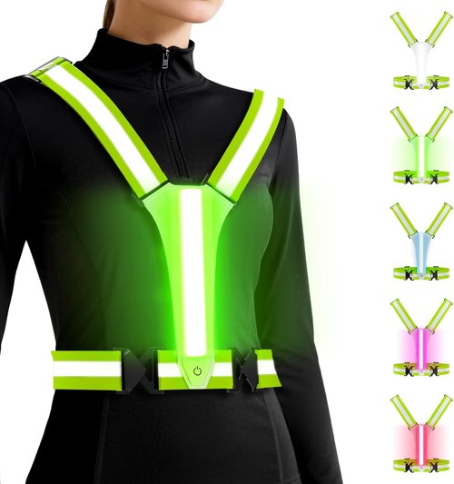 LED Reflective Vest - Adjustable Running Gear with 5 Light Colors & 3 Modes | Perfect for Men, Women & Kids