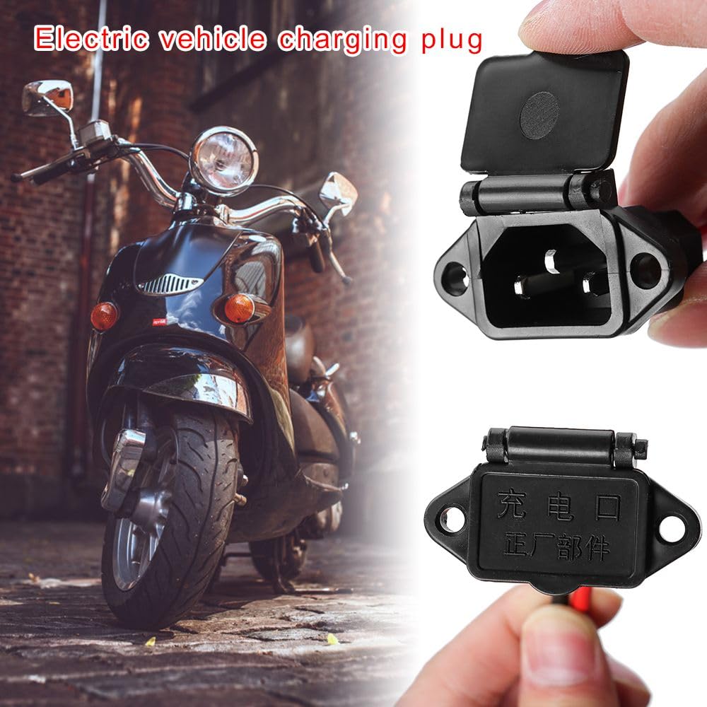 YUYUEMI Charging Socket for E-Bike Battery Charger with Universal Three Hole 12AWG Electric Vehicle Connector Plug Electric Scooter Charging Port