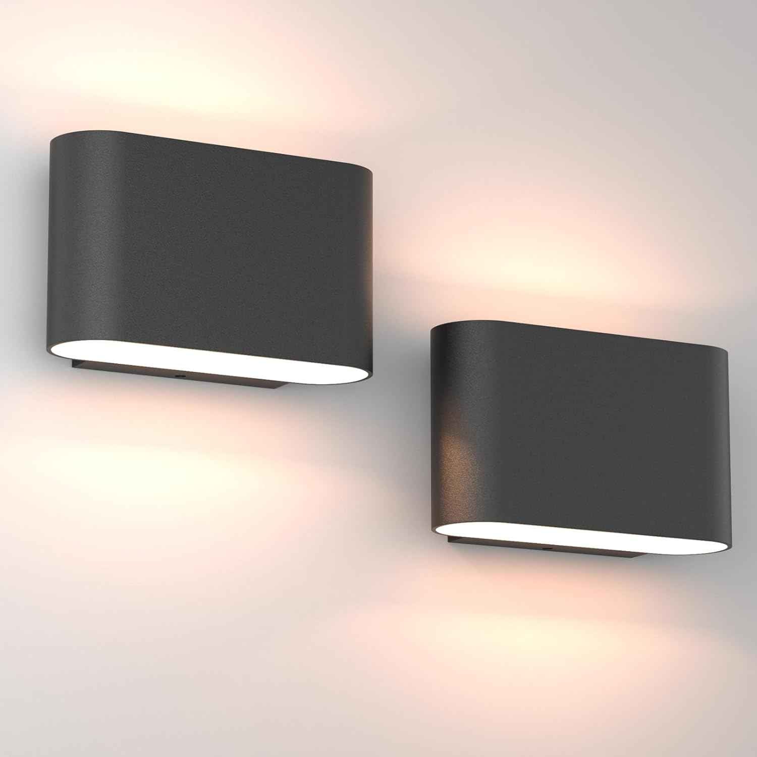 Modern Black LED Wall Sconces Set of 2 - Hardwired Up & Down Indoor Lights for Living Room, Bedroom, Hallway - Warm White 3000K (Includes G9 Bulbs)