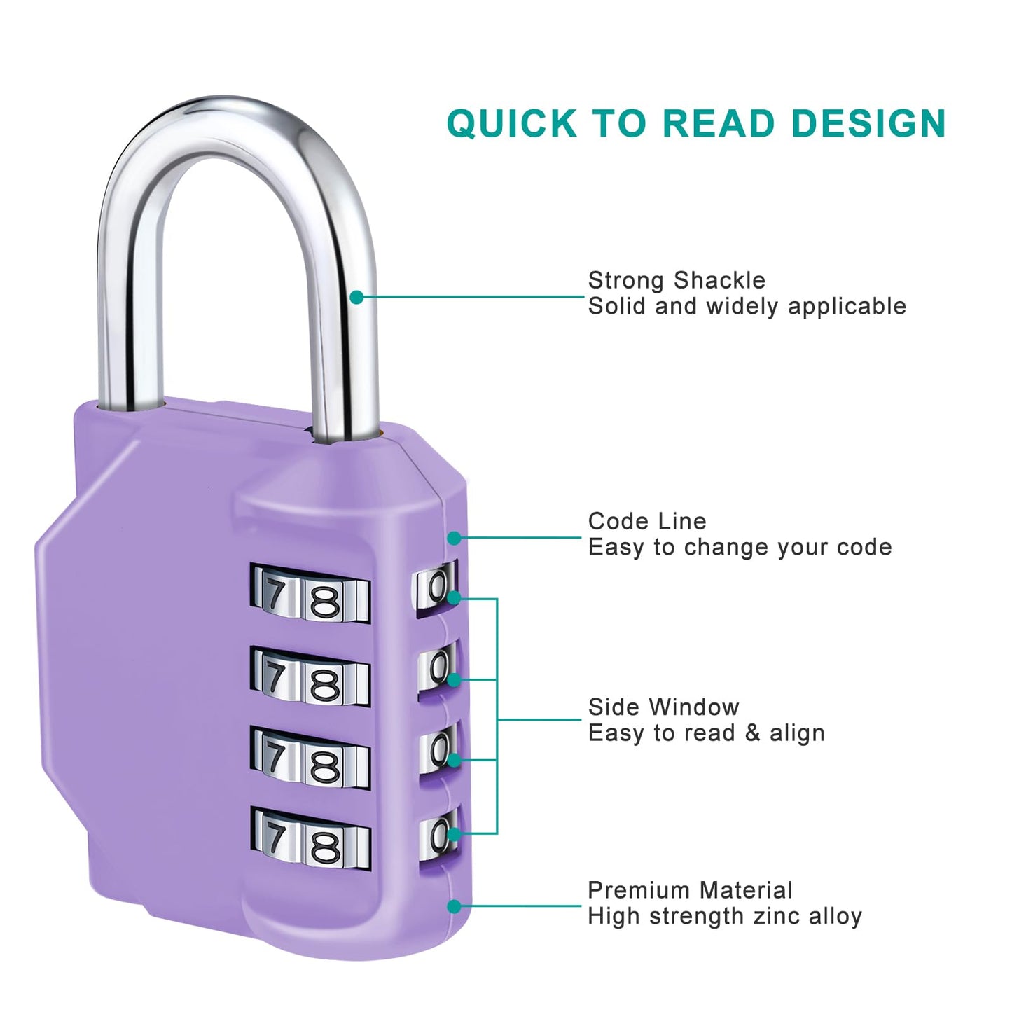 ZHEGE Combination Lock Outdoor 2 Pack, 4 Digit Resettable Weatherproof Combination Padlock for Gym, School, Gates, Doors, Hasps Storage (Purple, 2 Pack)