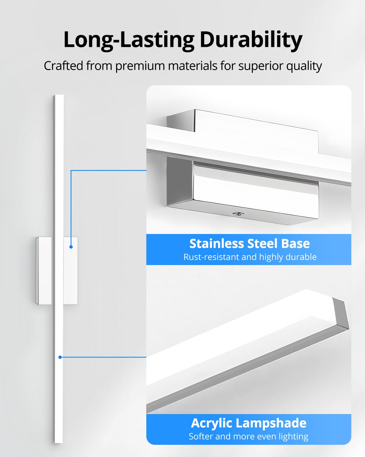 Combuh LED Vanity Lights Bar 36 Inch, 20W Bathroom Light Fixtures Over Mirror, IP44 Indoor Wall Mounted Sconces Modern for Washroom, Cool White 6000K