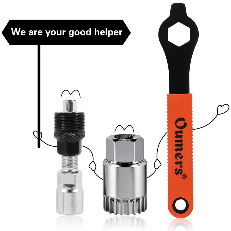 Oumers Bike Crank Extractor/Arm Remover and Bottom Bracket Remover with 16mm Spanner/Wrench. Professional Bicycle Repair Tool Kit