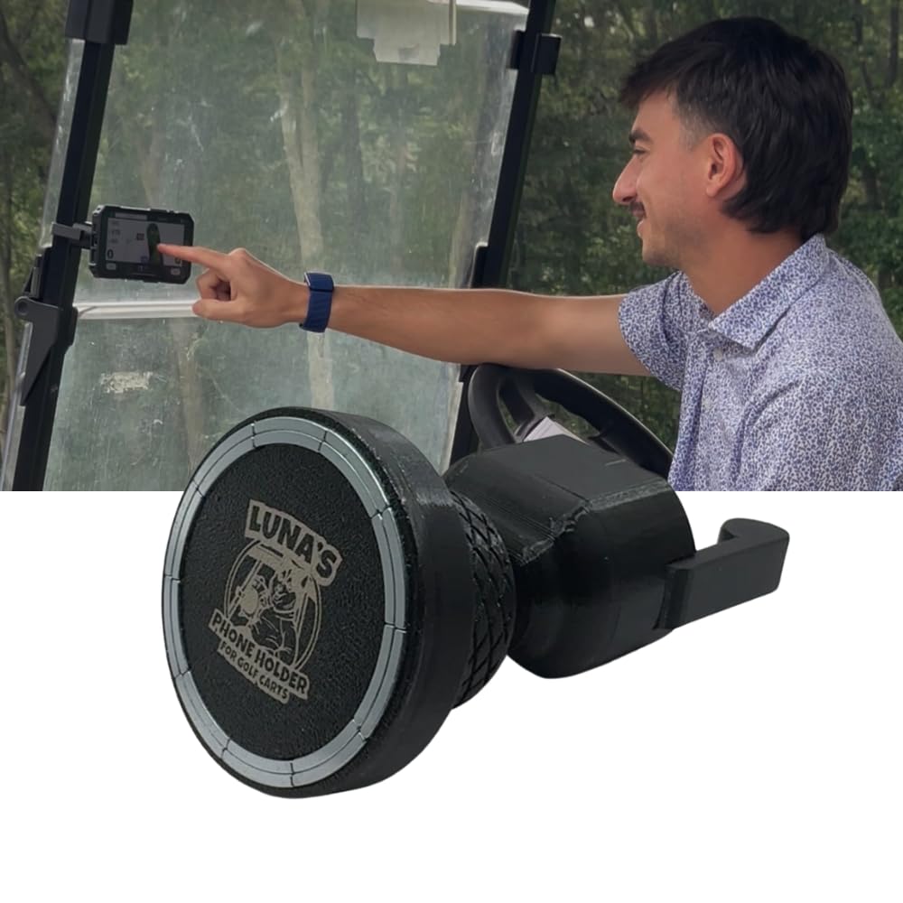 Luna's V2.5 Phone Holder Magnetic Golf Cart Mount, 110lb-Rated Magnetic Mount to Steel Bar on Golf Carts, Ball Joint Neck, GPS View Compatible, Anti-Rattle Designed for Phone Safety