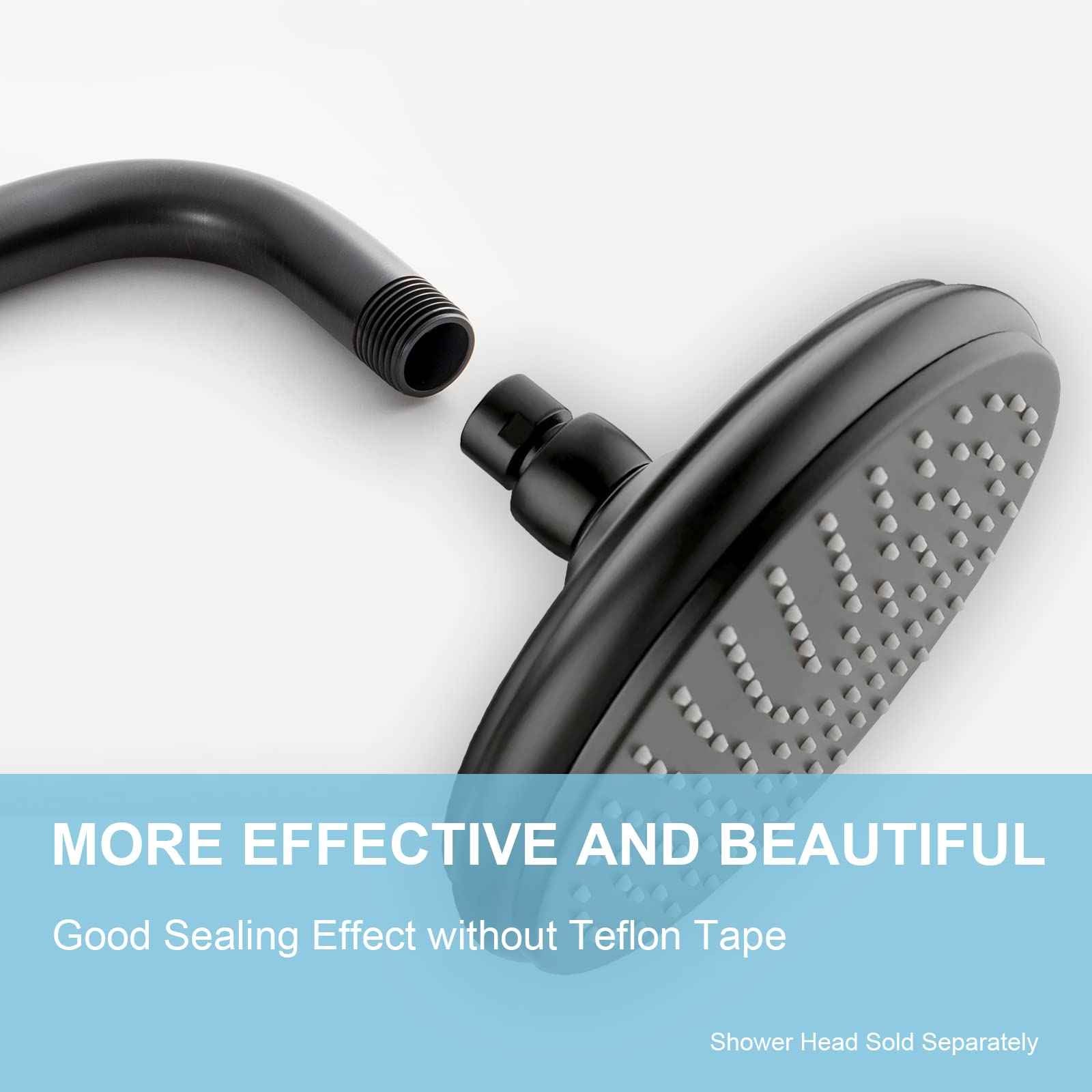 OFFO Shower Arm with Flange, 12 in Oil Rubbed Bronze Wall Mount Replacement Angle Shower Head Arm Wall-Mounted For Fixed Shower Head & Handheld Showerhead