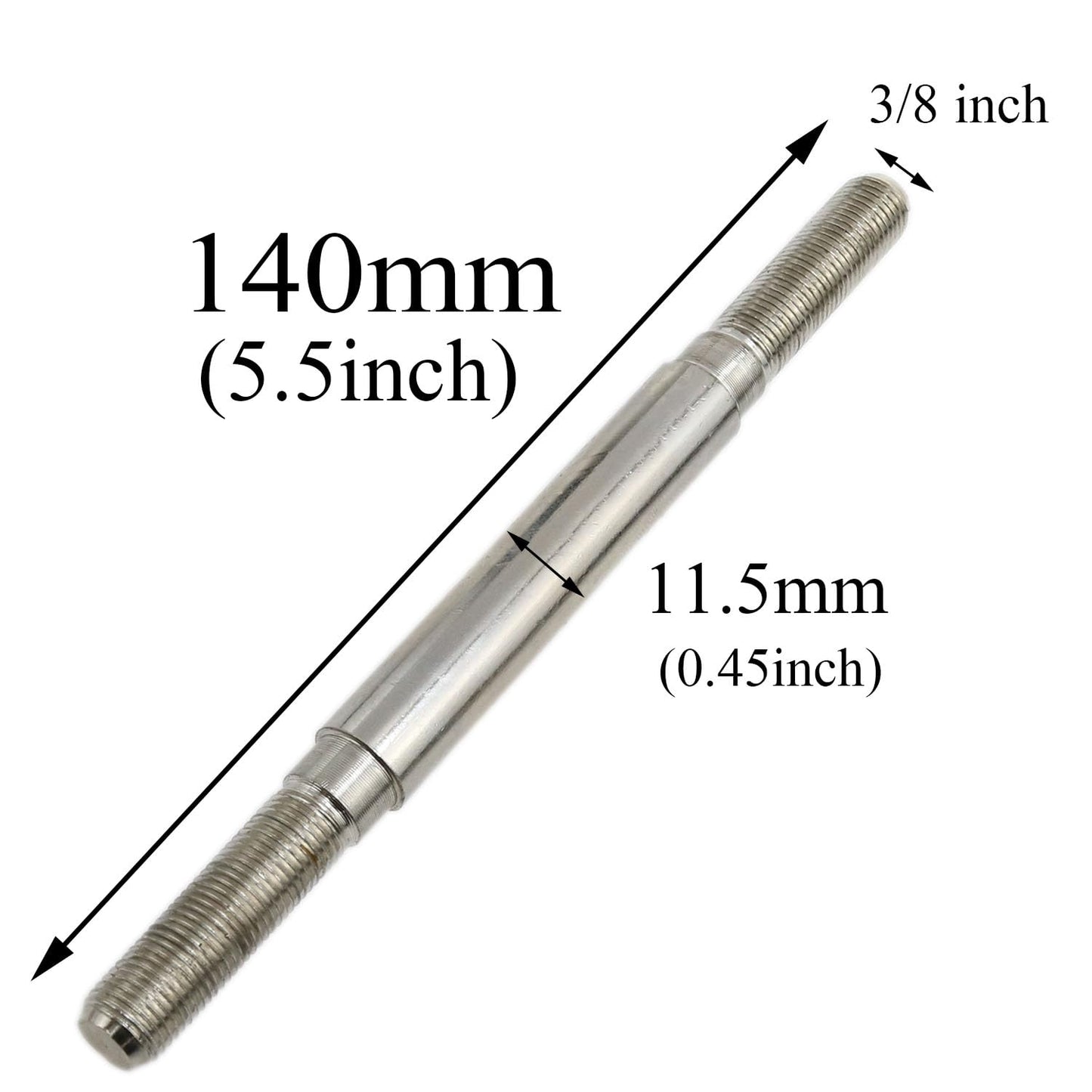 Meuey Lyot Front Hub Axle Bicycle Axle Bike Axle 140mm/5.5 Inch Bicycle Multiple Speed Front Hub Axle 3/8'' Silver 26TPI Hub Nut Washer Kit 1PCS