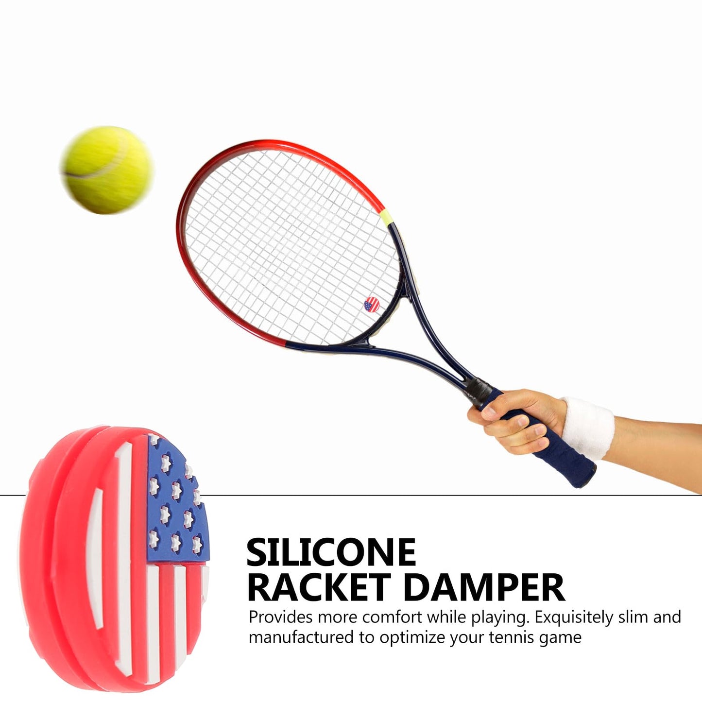 Amosfun 6PCS American Flag Tennis Dampener Silicone Tennis Dampeners Racket Vibration s Racket Strings Dampers for Players