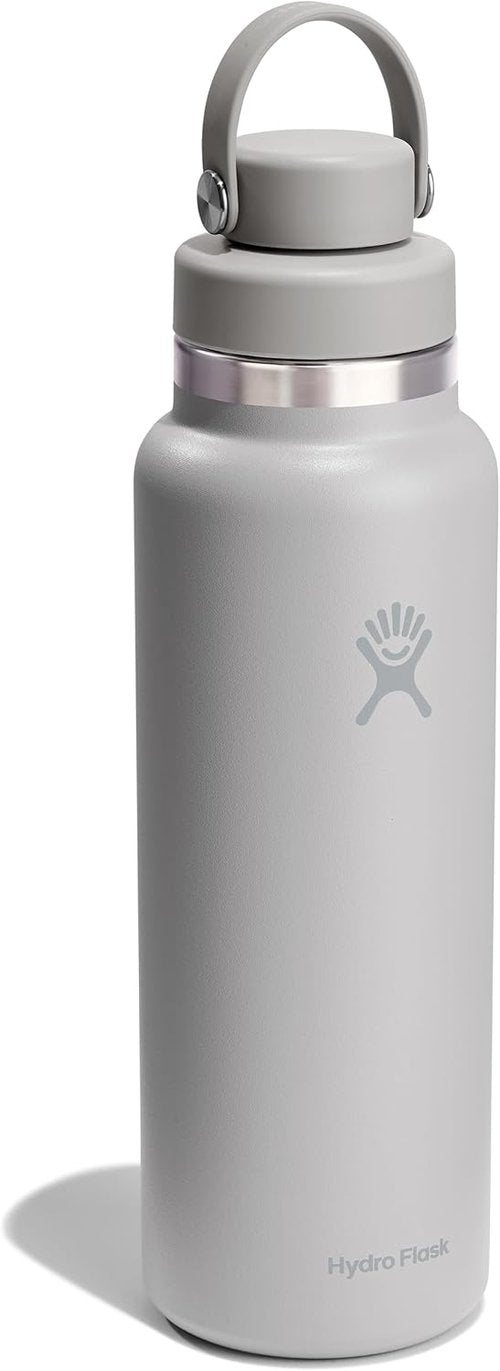 Hydro Flask Water Bottle - Insulated Stainless Steel - 40 Oz Wide Mouth Chug Lid, Leakproof Gray