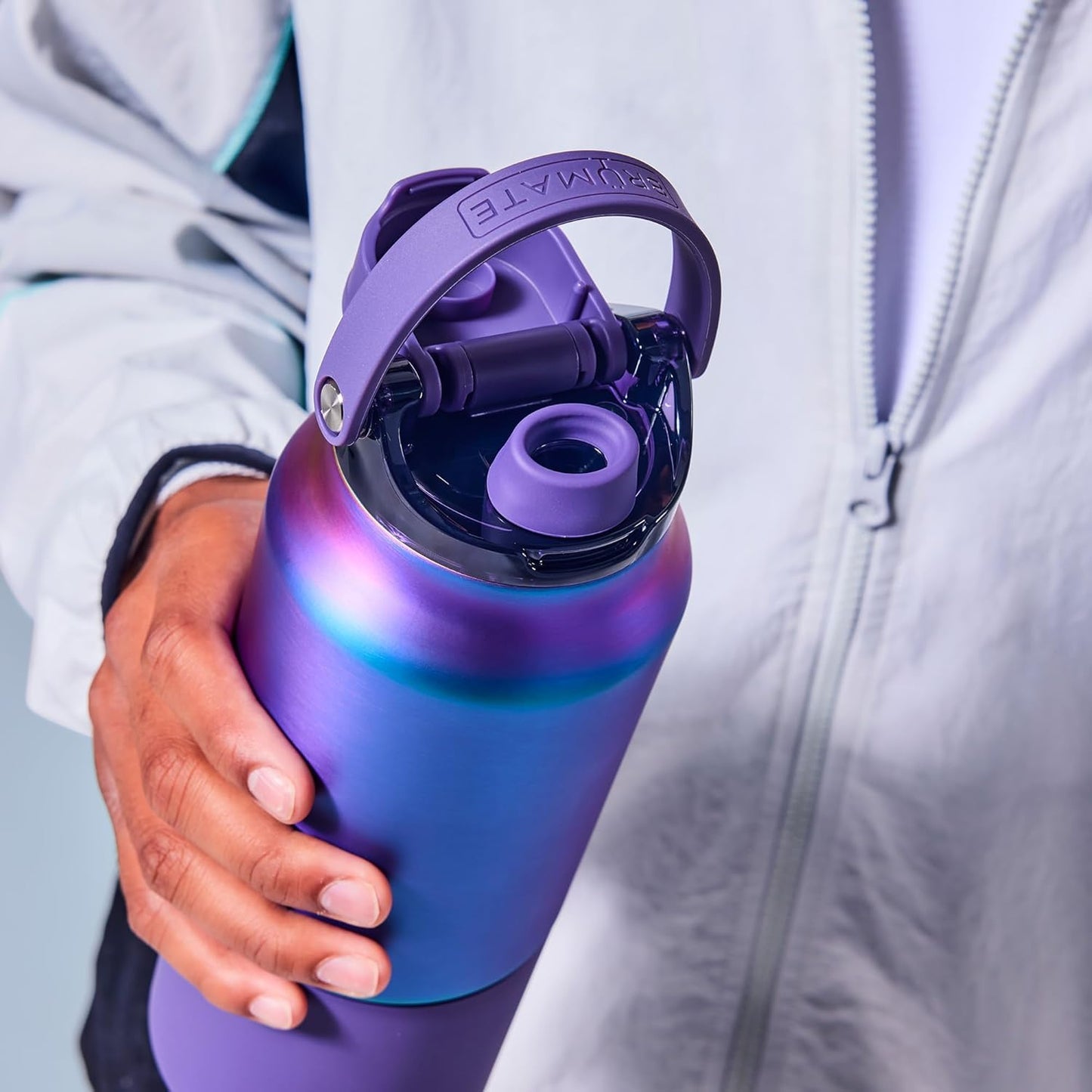 BrüMate Rise 25oz Water Bottle With 100% Leakproof Covered Silicone Straw | Insulated Stainless Steel Water Bottle | Cup-Holder Friendly | Fast Flow | Soft Sip Spout | BPA-Free (Black Stainless)
