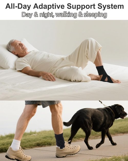 Healsmile Adjustable AFO Brace for Drop Foot Relief - Medical Foot Drop Orthotic Support for Stroke Recovery, Plantar Fasciitis & Walking Stability - Breathable Lightweight (Men/Women), Left