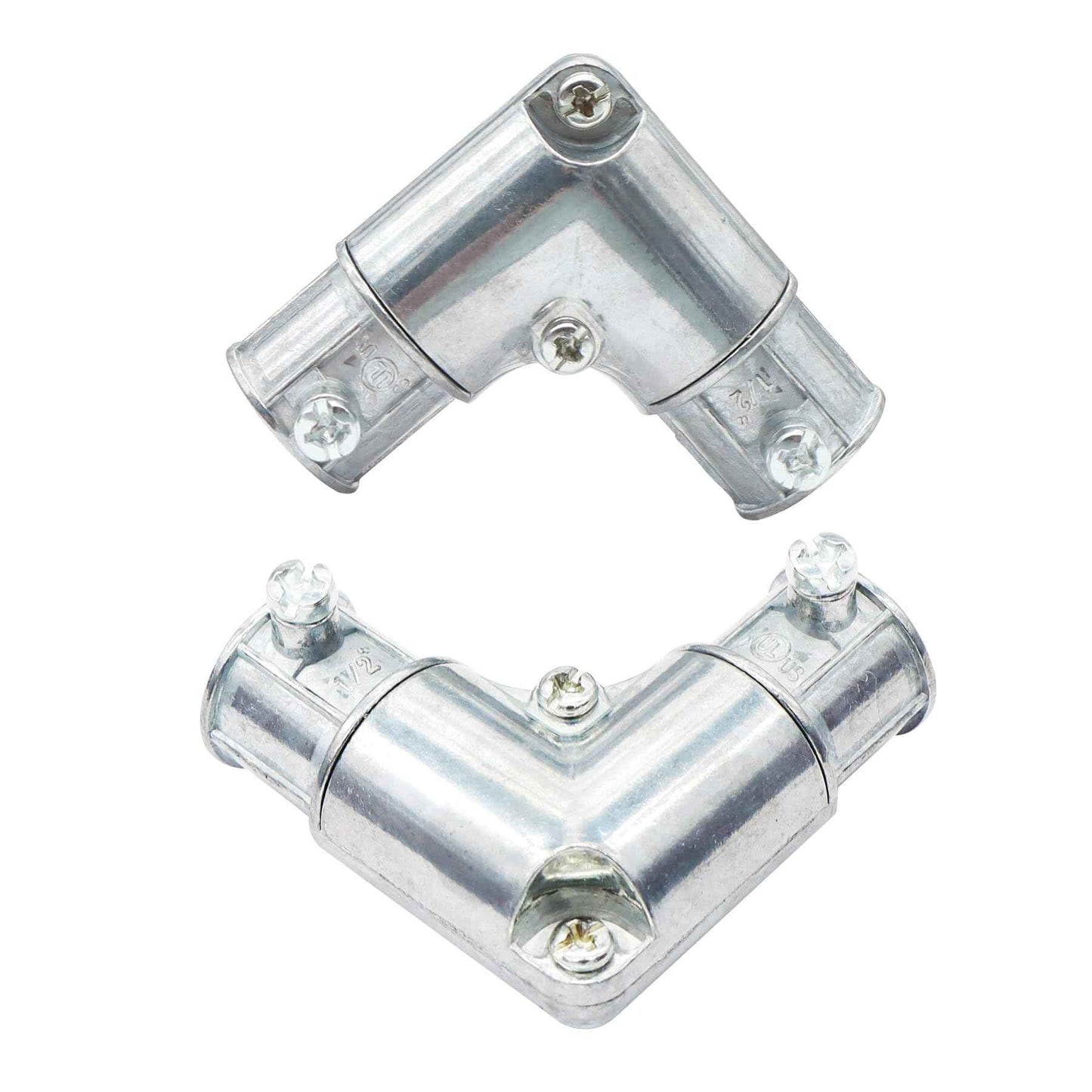 Qlvily 10 Pieces 1/2 Inch EMT to EMT 90 Degree Inside Corner Pulling Elbows, Electrical Metallic Tube Zinc Die Cast Elbow Capped Coupling, Combo Head Set Screw
