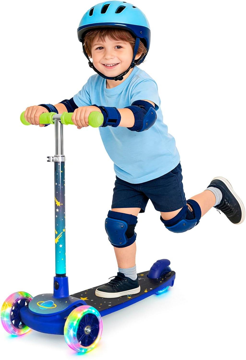 Nattork 3-Wheel Toddler Kick Scooter - Adjustable Height, Light-Up Wheels & Anti-Slip Deck for Ages 2-8