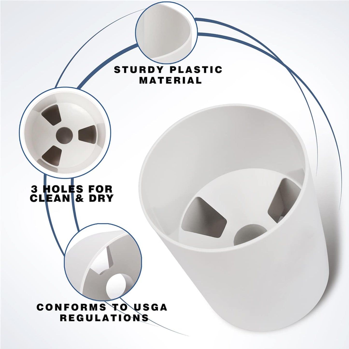 ZLY Golf Hole Cup Set - Durable ABS Ivory White Plastic | Fits PGAL, PGA, USGA Regulations | 4" Depth, 4.25" Diameter